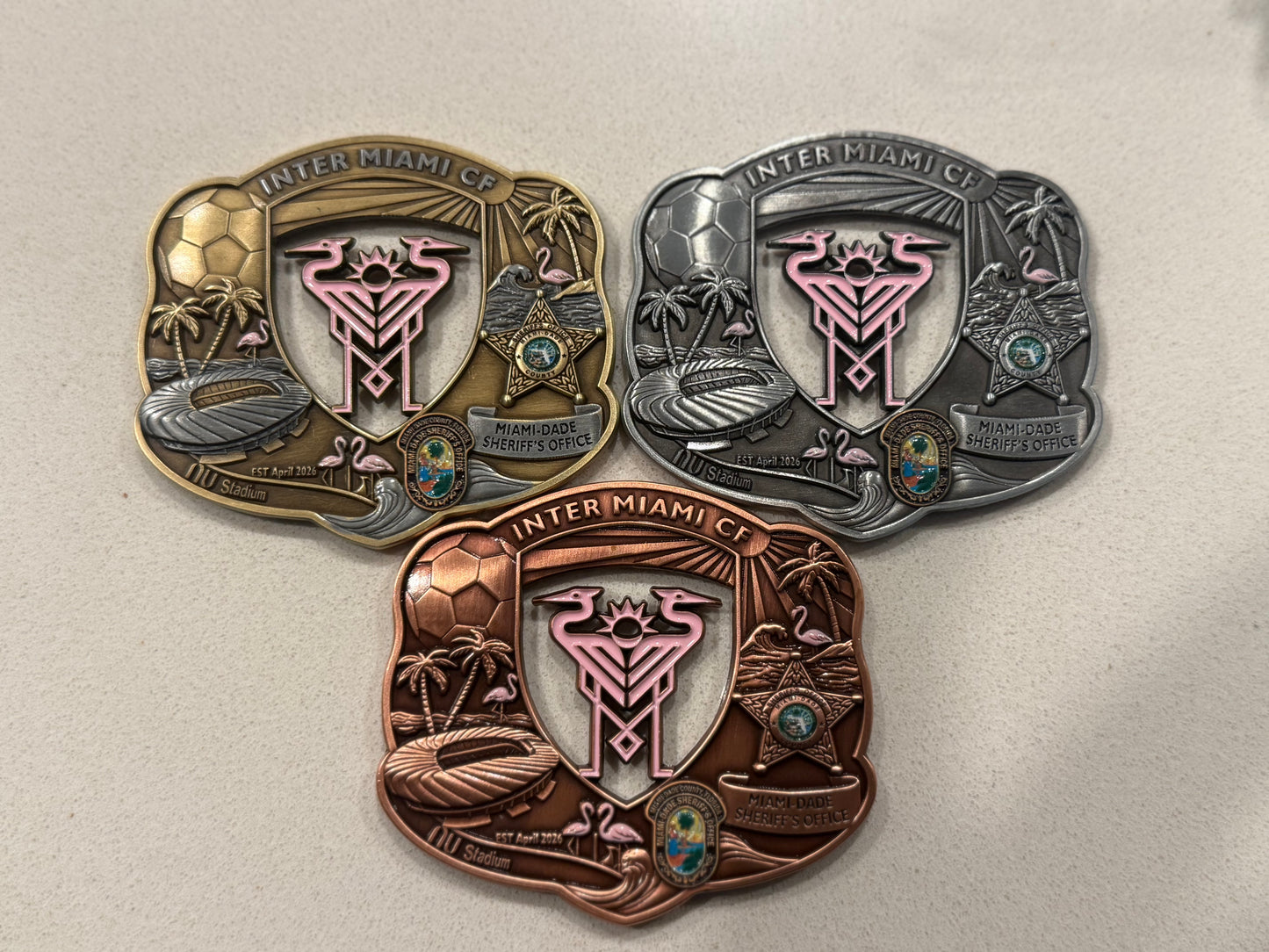 Antique silver MDSO/ Miami Police Inter Miami Cf, NU stadium detail