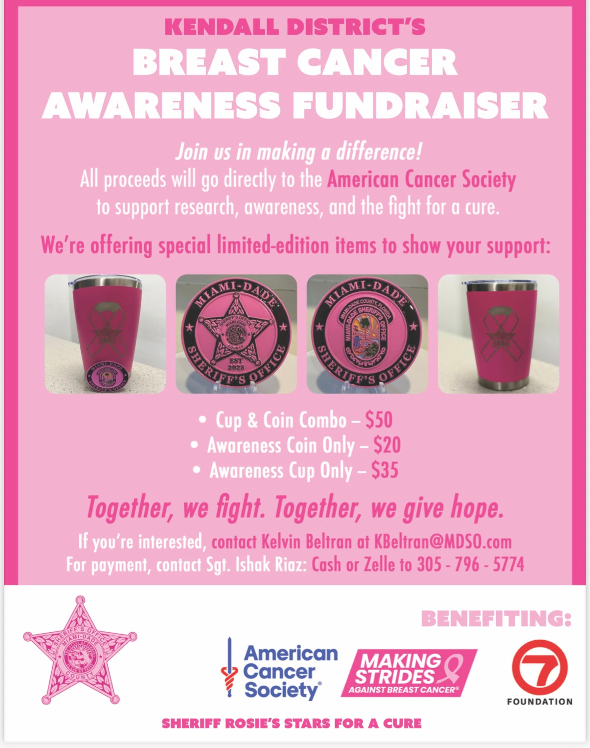 Miami Dade Sheriff’s Breast Cancer Awareness Fundraiser(Challenge coin only)