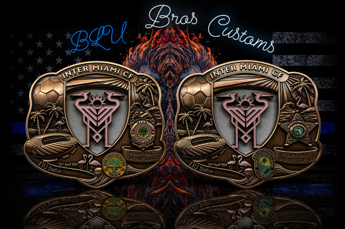 Antique Copper MDSO/ Miami Police Inter Miami Cf, NU stadium detail