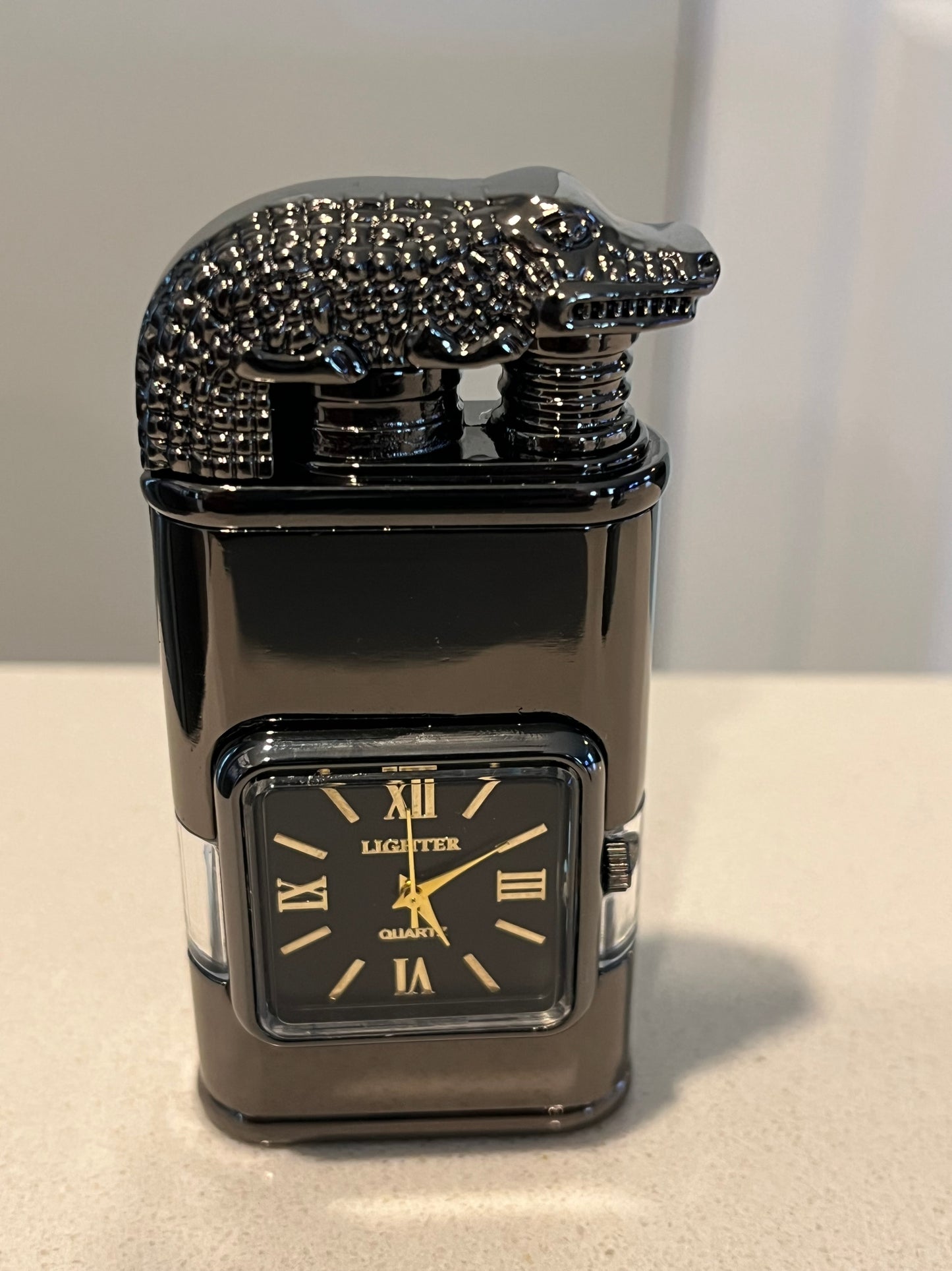 Windproof Lighter Vintage Watch Bezel Jet flame Torch
Crocodile / Black