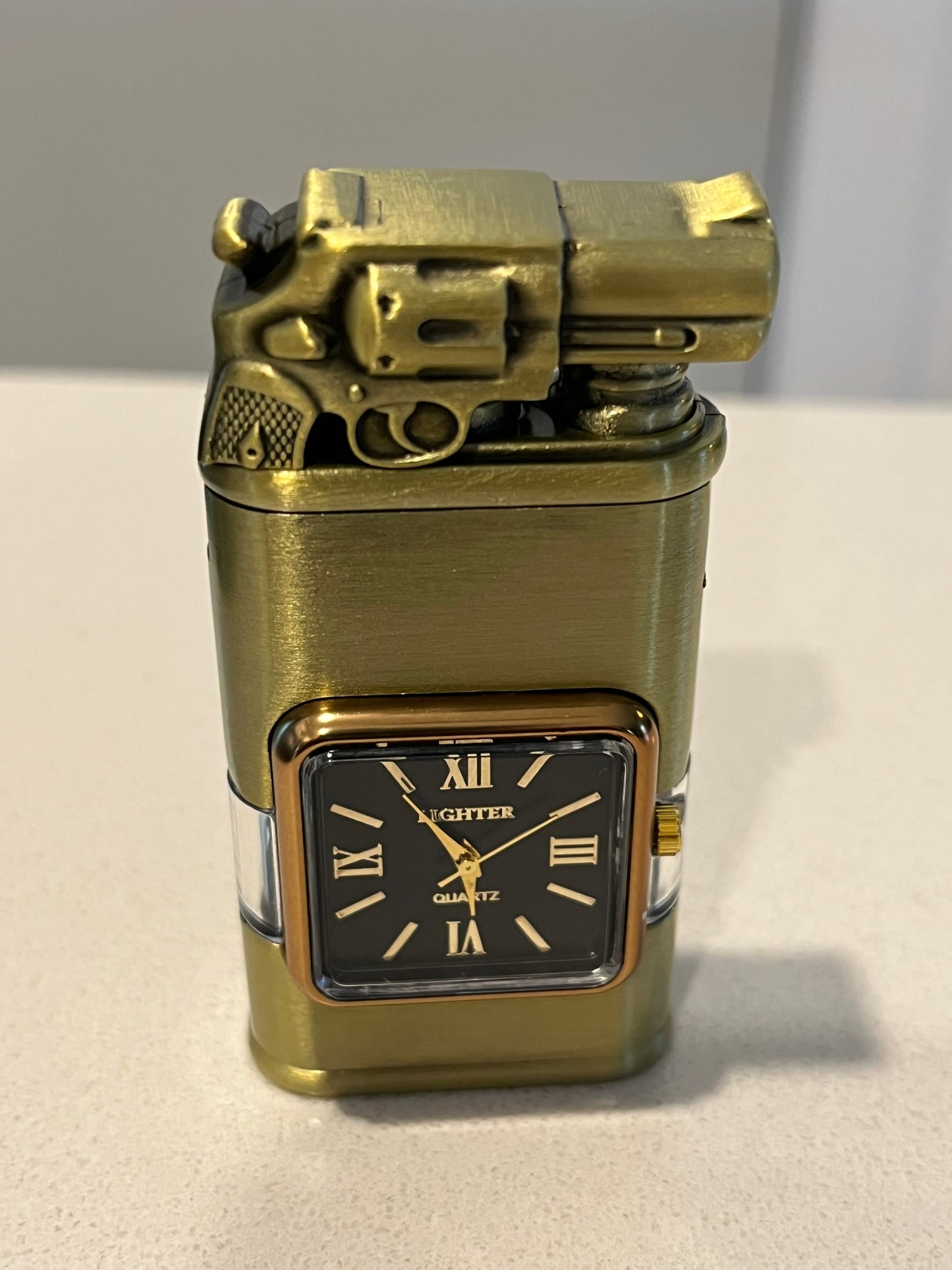 Windproof Lighter Vintage Watch Bezel Jet flame Torch
Gun/ Gold